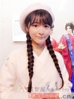 雙馬尾麻花辮圖片唯美 甜美氣質女